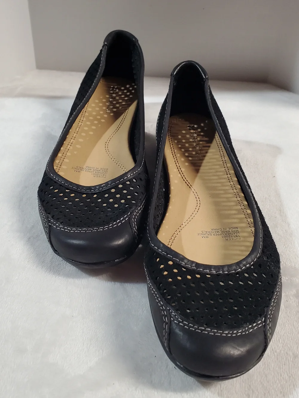 Naturalizer Black Perforated Leather Ballet Flats - Picture 6 of 7